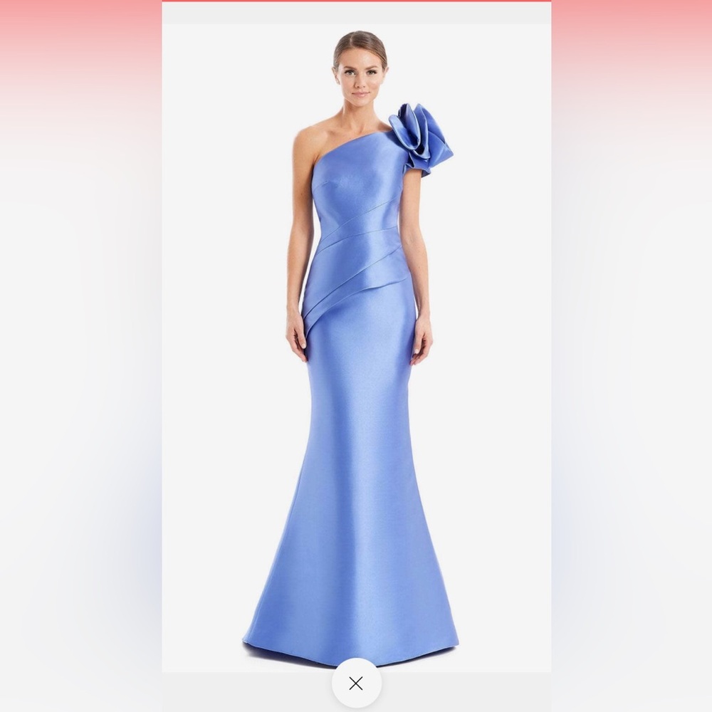 Alexander by Daymor 1673 Asymmetrical Pleated Peplum Evening Gown